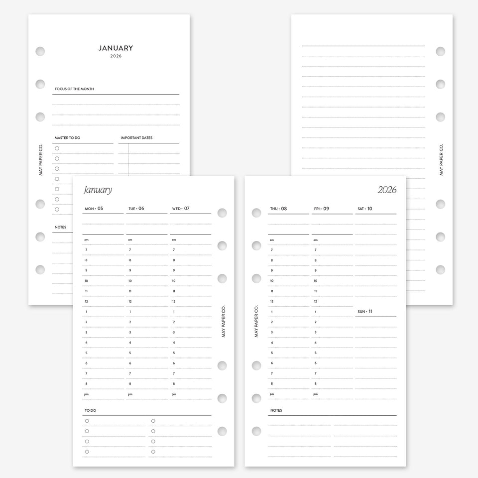 Printable 2026 Weekly WO2P | Vertical Hourly | May Paper Co. – MAY ...