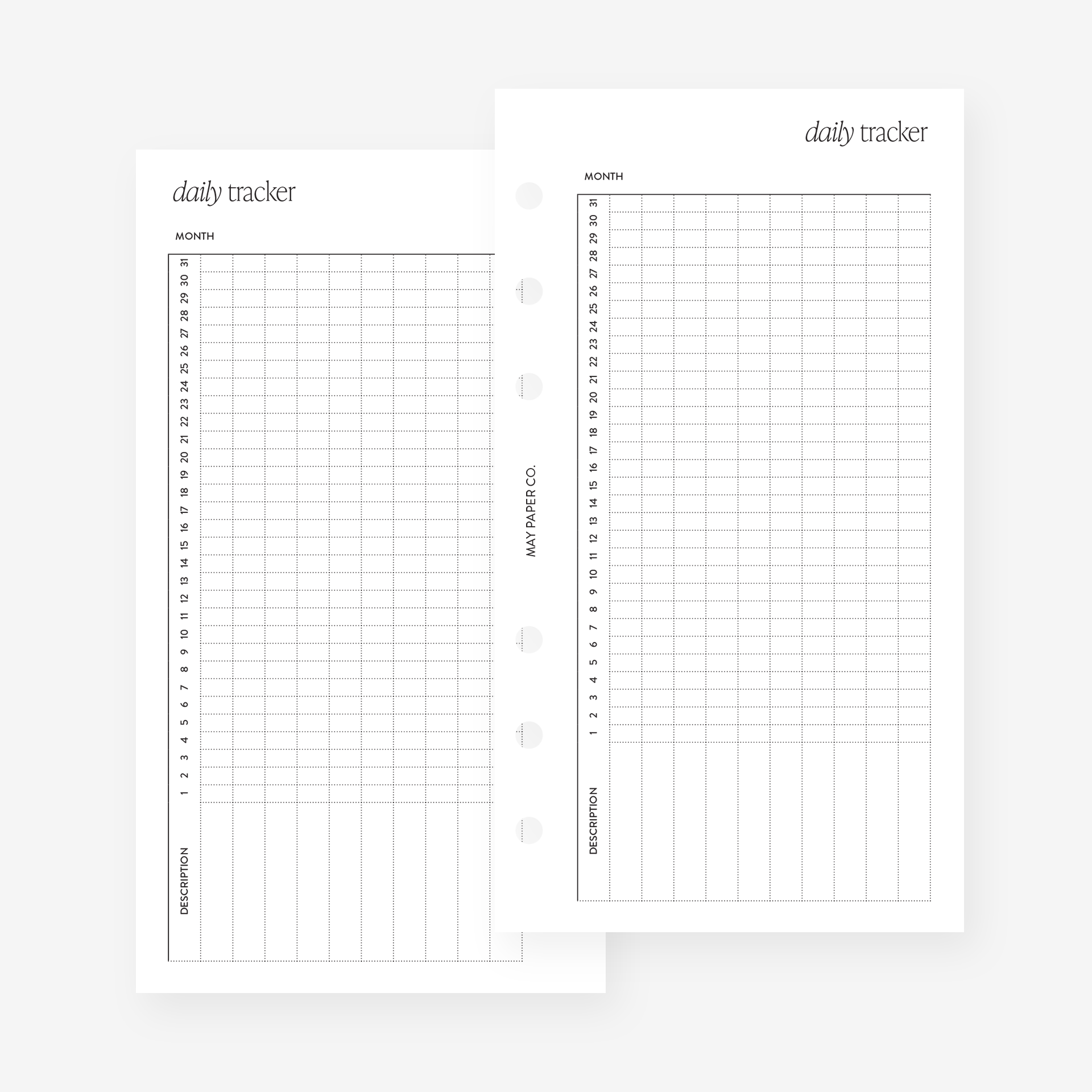 Printable Daily Tracker | May Paper Co. – MAY PAPER CO.