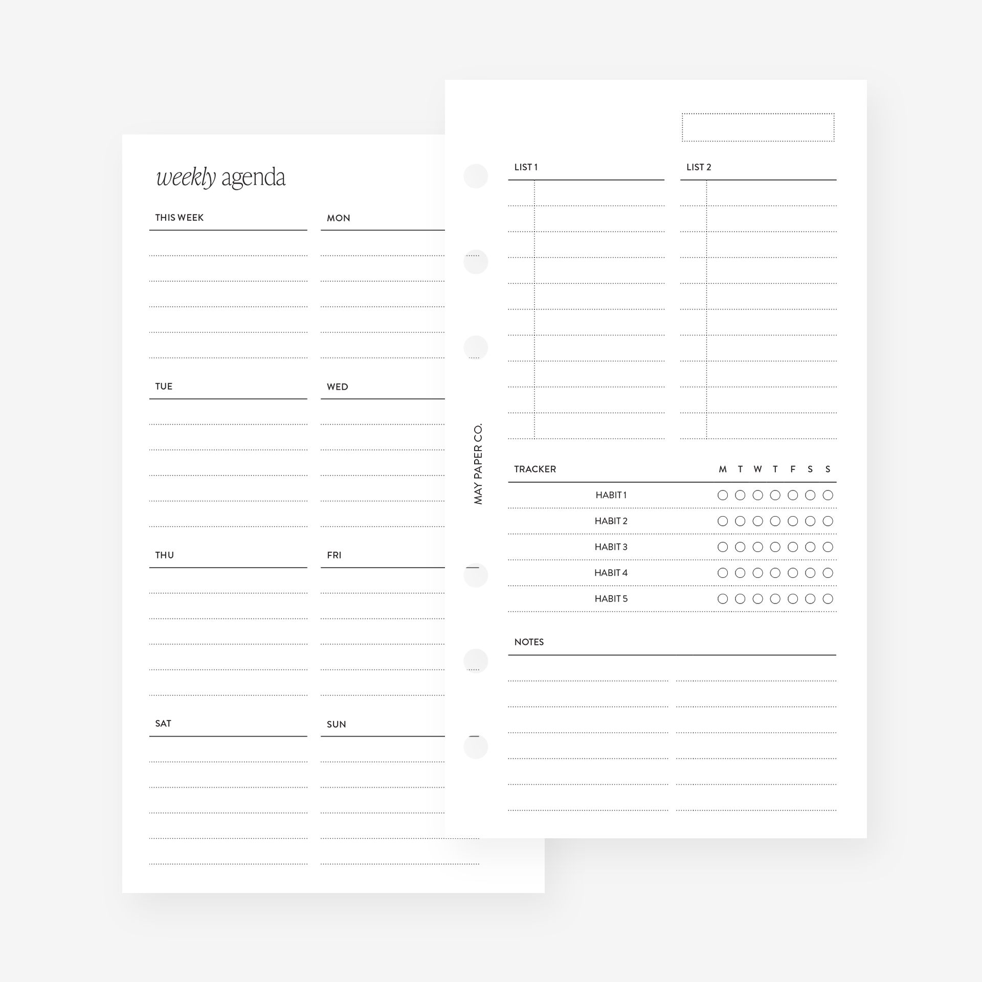 CUSTOM HEADERS Undated Weekly NO.05 with Tracker Planner Insert