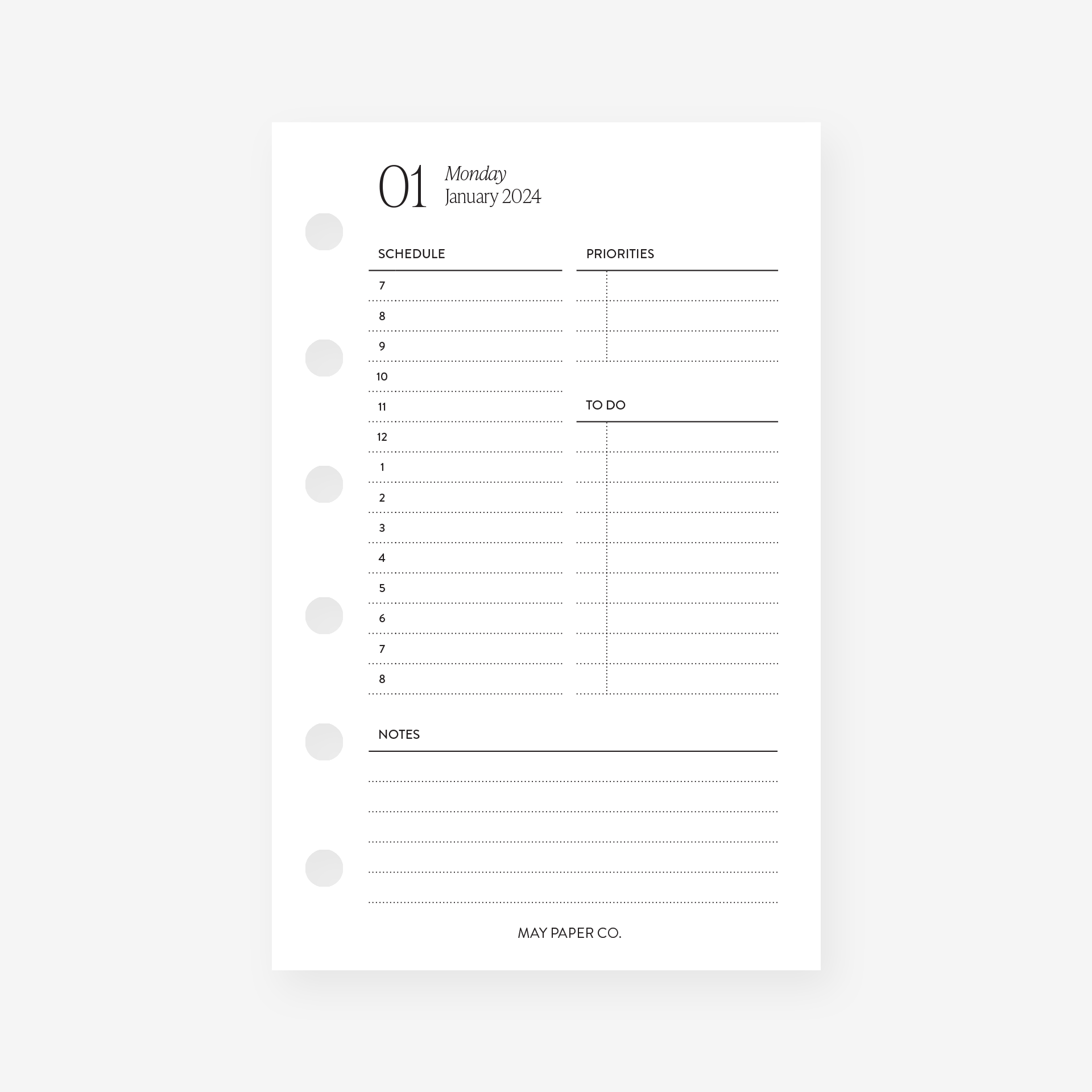 2023/2024 Daily with Hourly Schedule Planner Insert Dated DO1P
