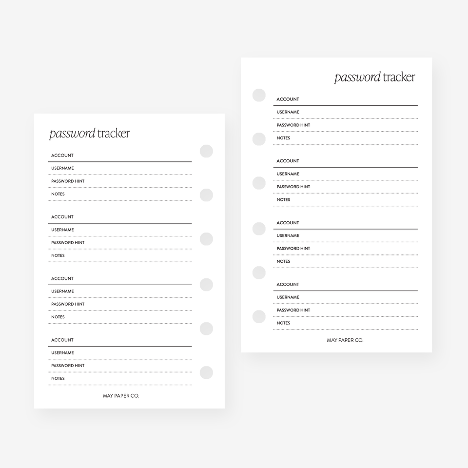 Printable Password Tracker | May Paper Co. – MAY PAPER CO.