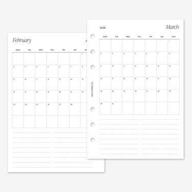 PRINTABLE 2026 Month on One Page MO1P (Compact)