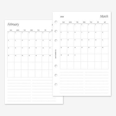PRINTABLE 2026 Month on One Page MO1P (Compact)