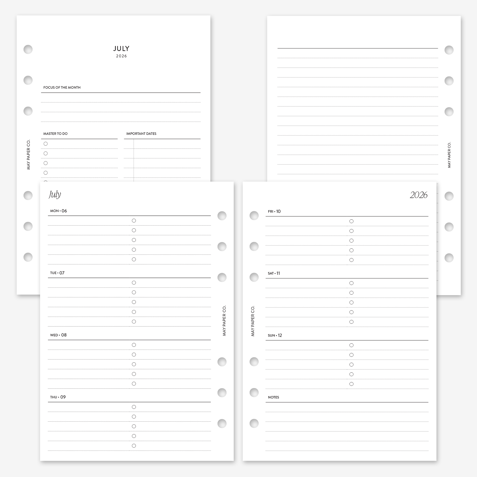 Printable 2026/2027 Weekly WO2P | Horizontal Lined with Tasks | May ...