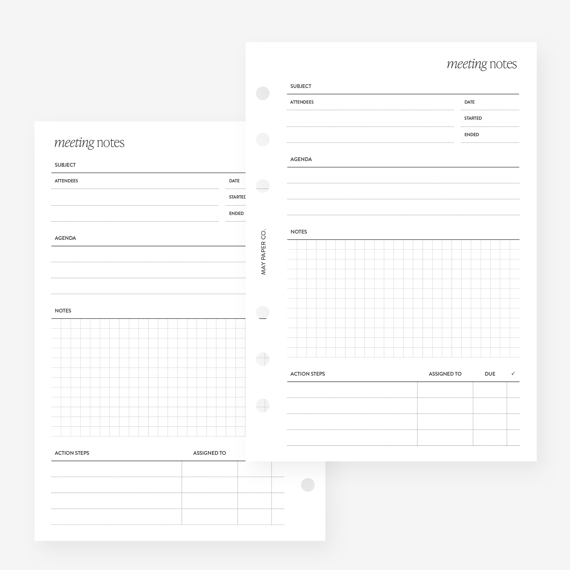 Meeting Notes Front Printable Meeting Notes | May Paper Co. – MAY PAPER CO.