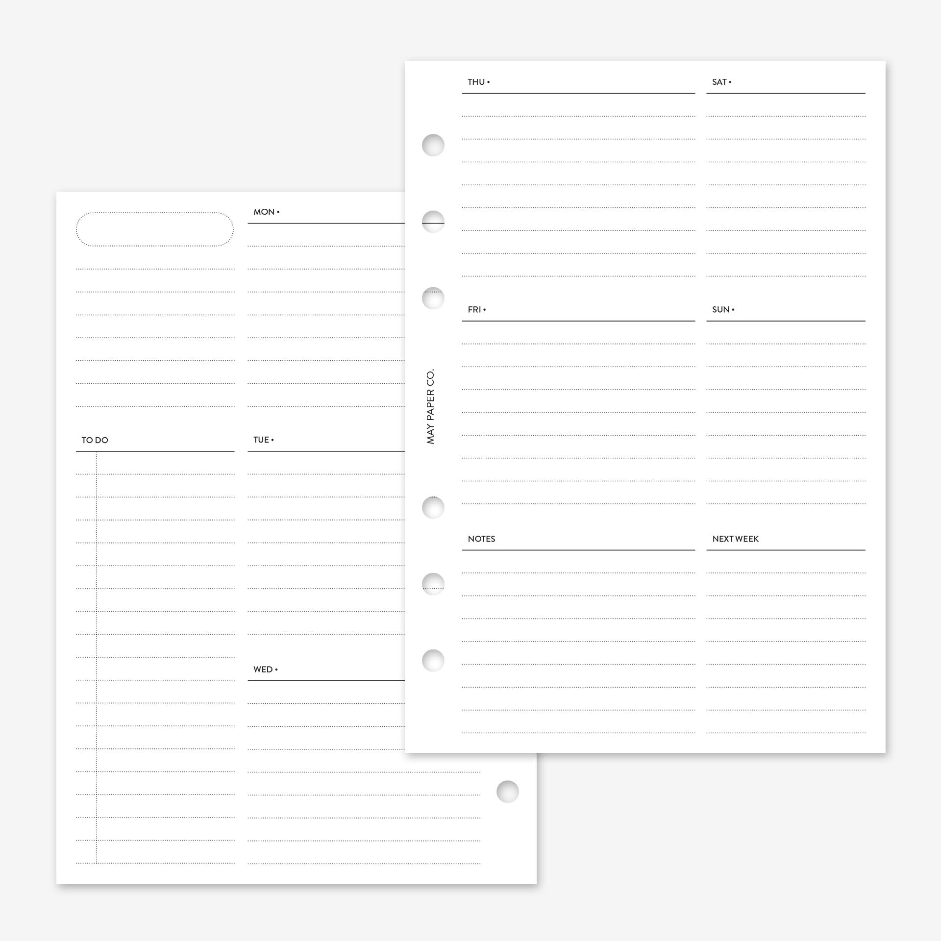 Weekly Note Print Printable Undated Weekly No.13 WO2P | Horizontal with Running Tasks ...