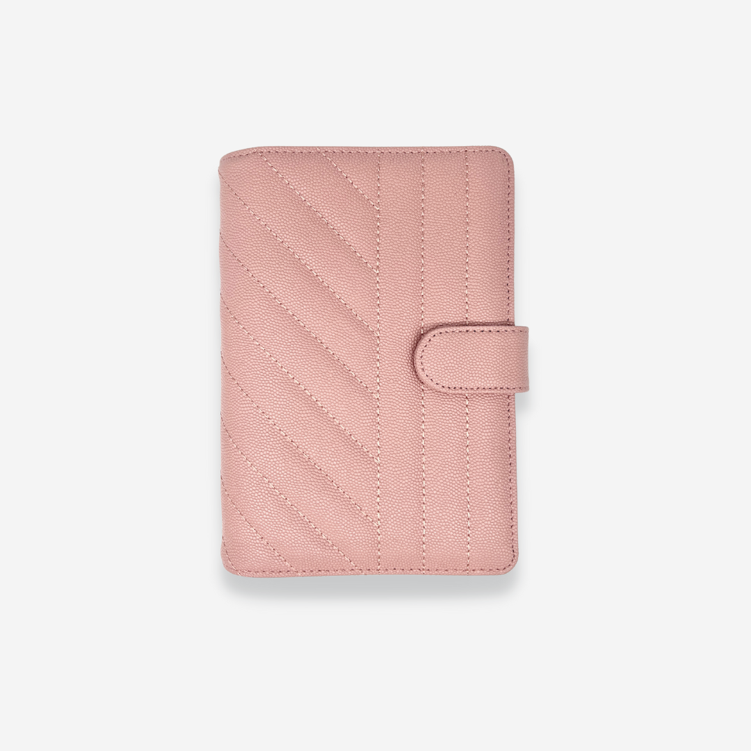 GLITCH Personal Rings Leather Agenda Cover Signature Quilted | Pink Caviar
