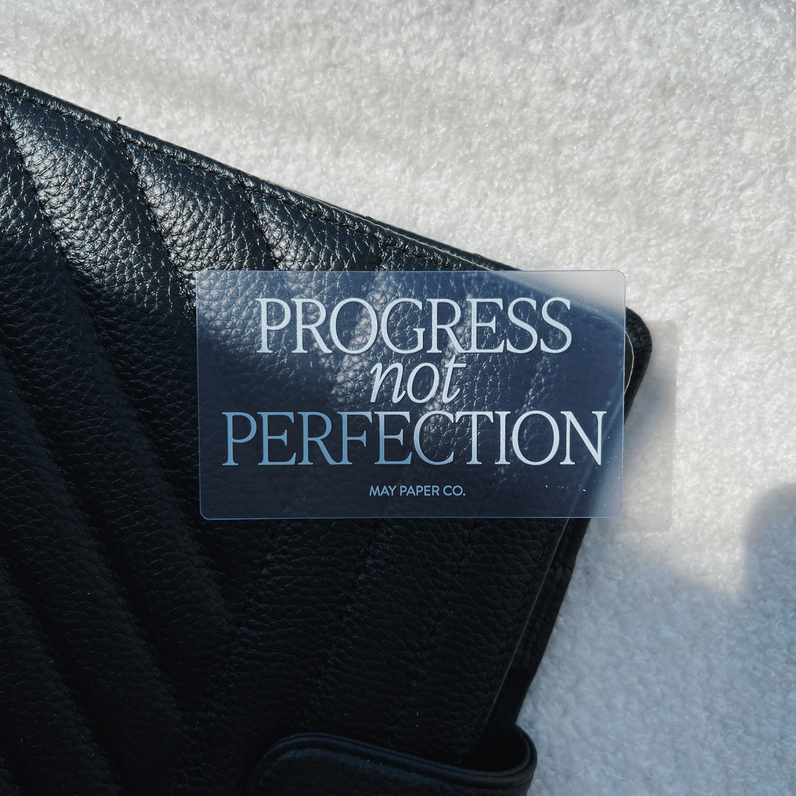 Progress Not Perfection Frosted Planner Card