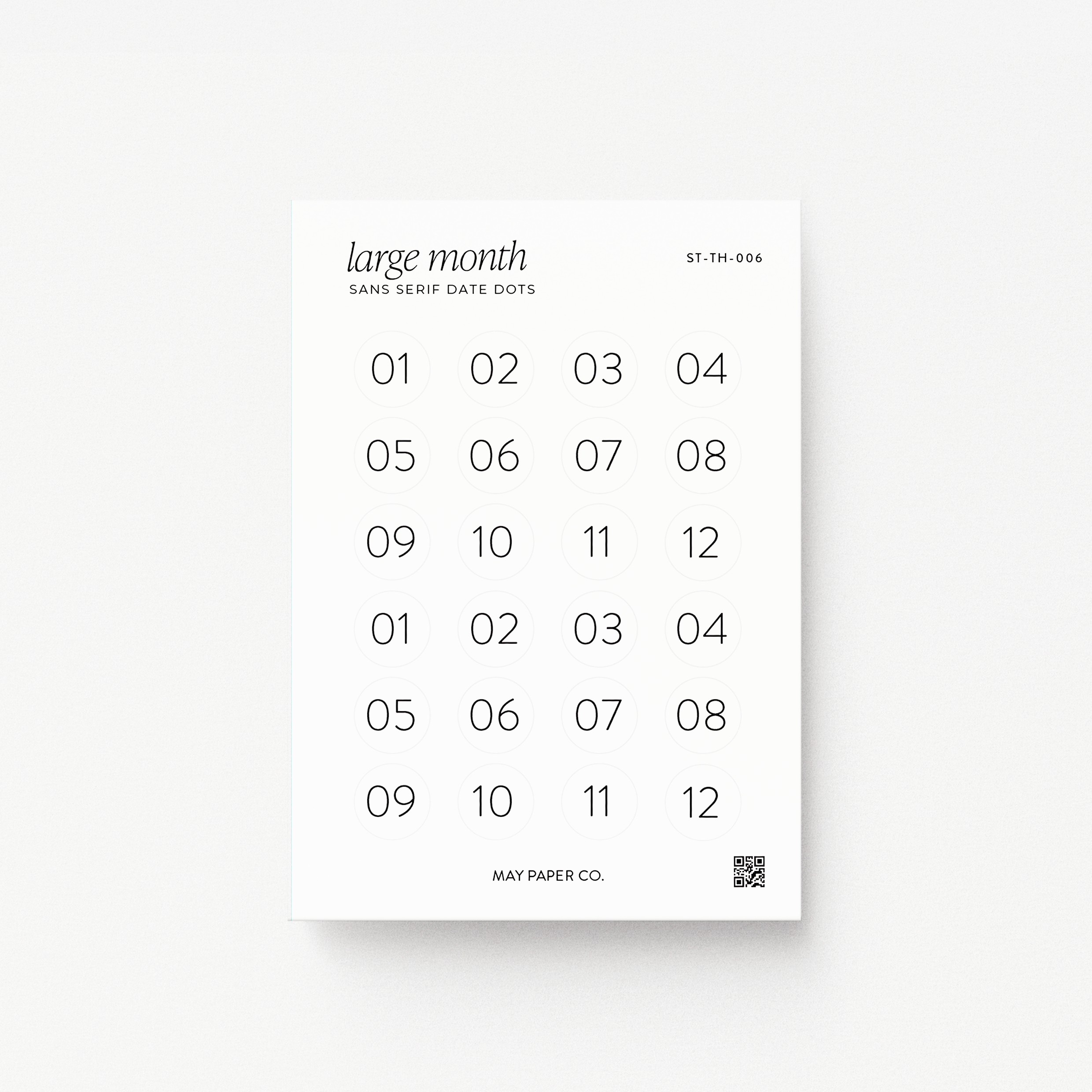 Large Sans Serif Month Dots | Transparent Header Stickers