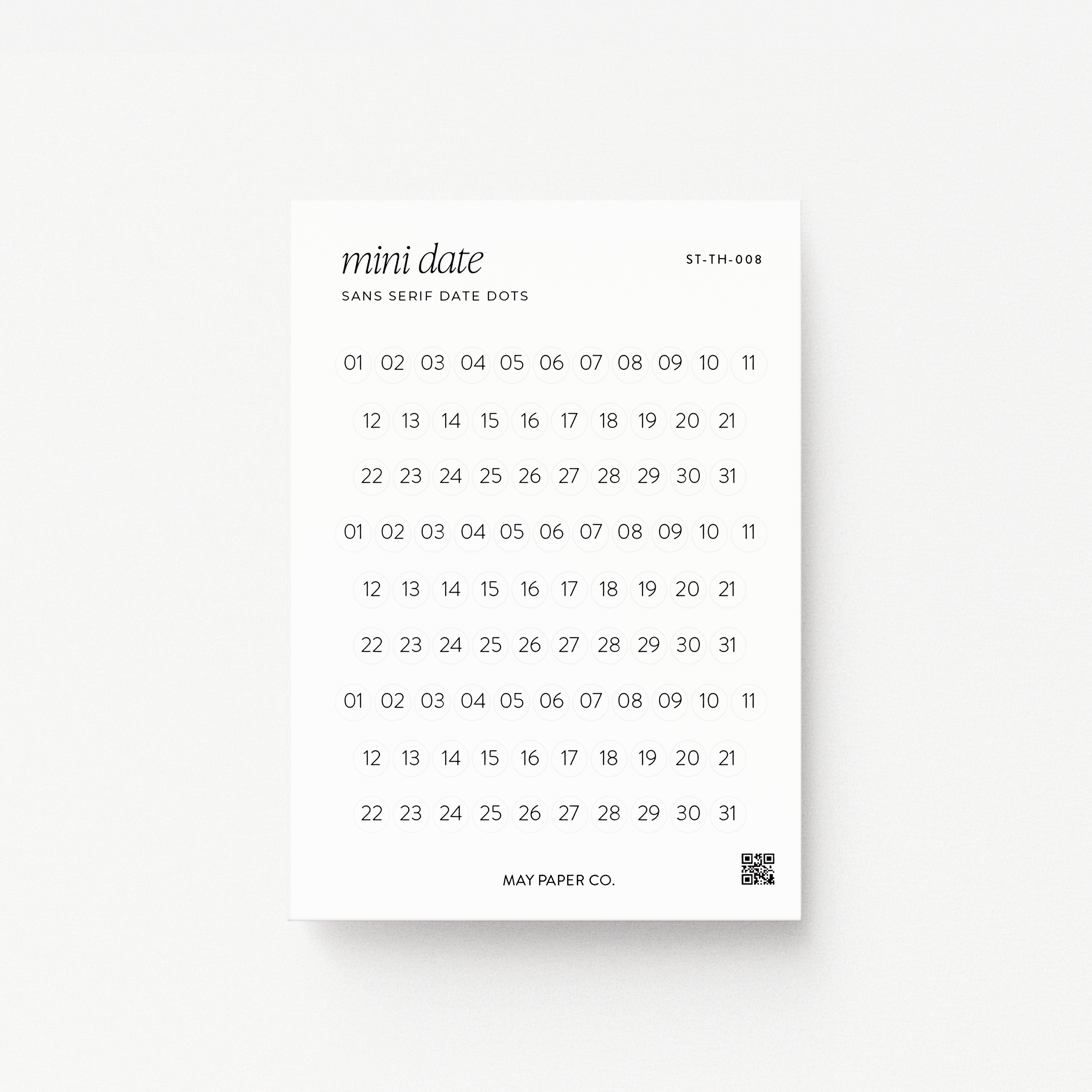Sans Serif Date Dots | Transparent Header Stickers