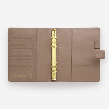 A5 Rings Leather Agenda Cover Signature Quilted | Taupe (New Leather)