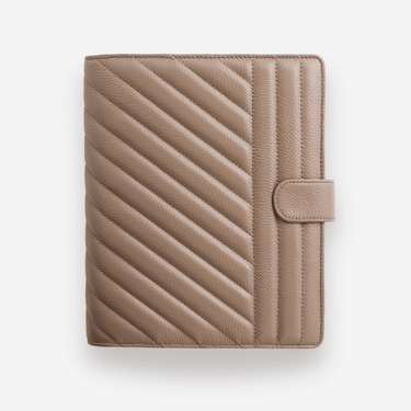 A5 Rings Leather Agenda Cover Signature Quilted | Taupe (New Leather)