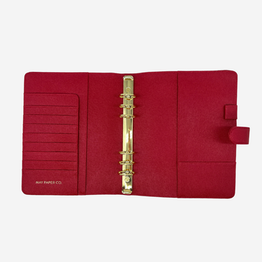 A5 Rings Leather Agenda Cover Signature Quilted | Cherry Caviar