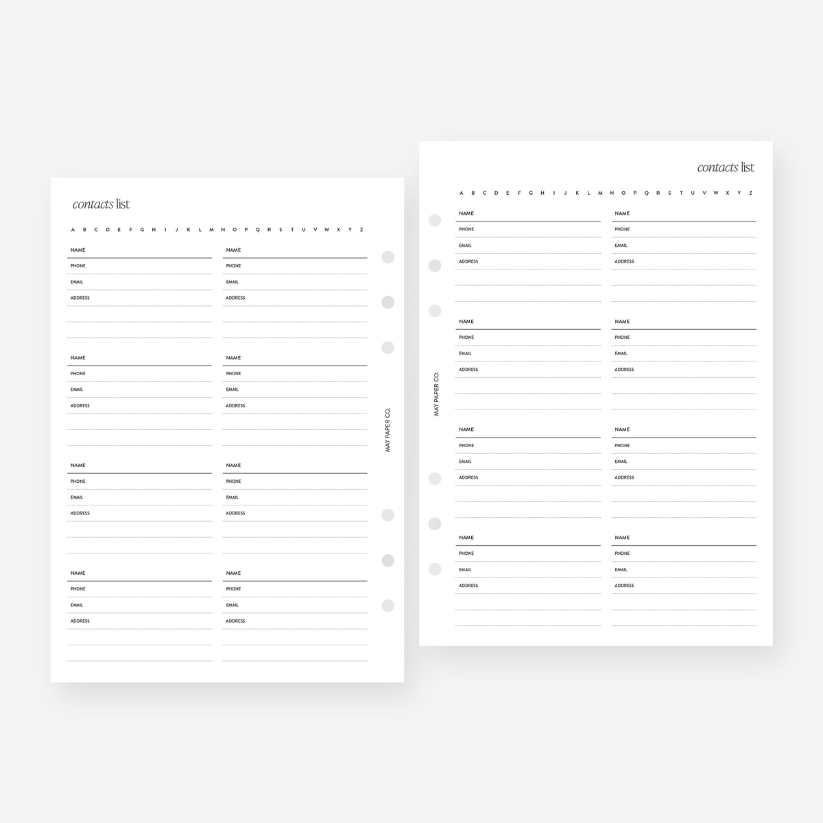 PRINTABLE Contacts List | MAY PAPER CO.
