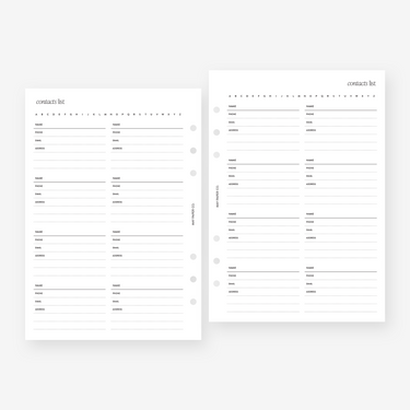 Printable Contacts List | May Paper Co. – MAY PAPER CO.