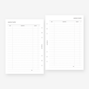 Expense Tracker Planner Insert