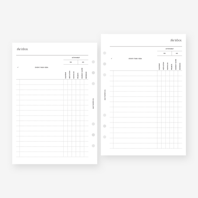 Printable The Inbox | GTD | May Paper Co. – MAY PAPER CO.