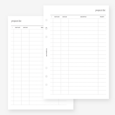 PRINTABLE Projects List
