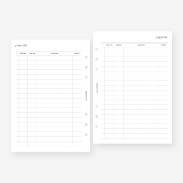 PRINTABLE Projects List