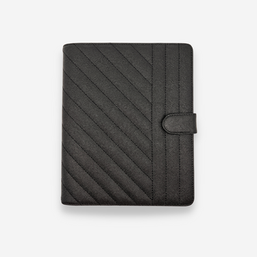 A5 Rings Leather Agenda Cover Signature Quilted | Black Caviar