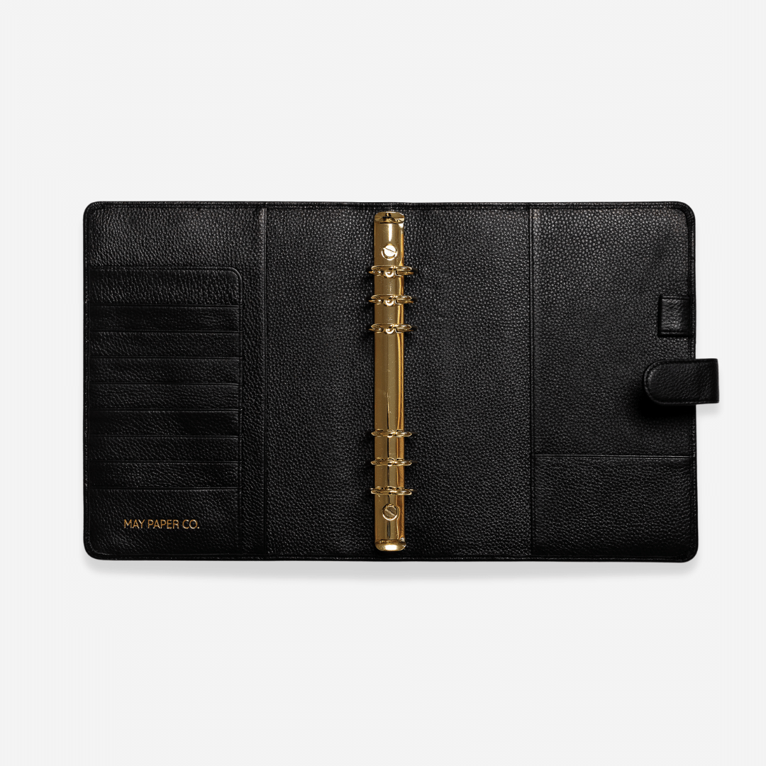 A5 Rings Leather Agenda Cover Signature Quilted | Liquorice