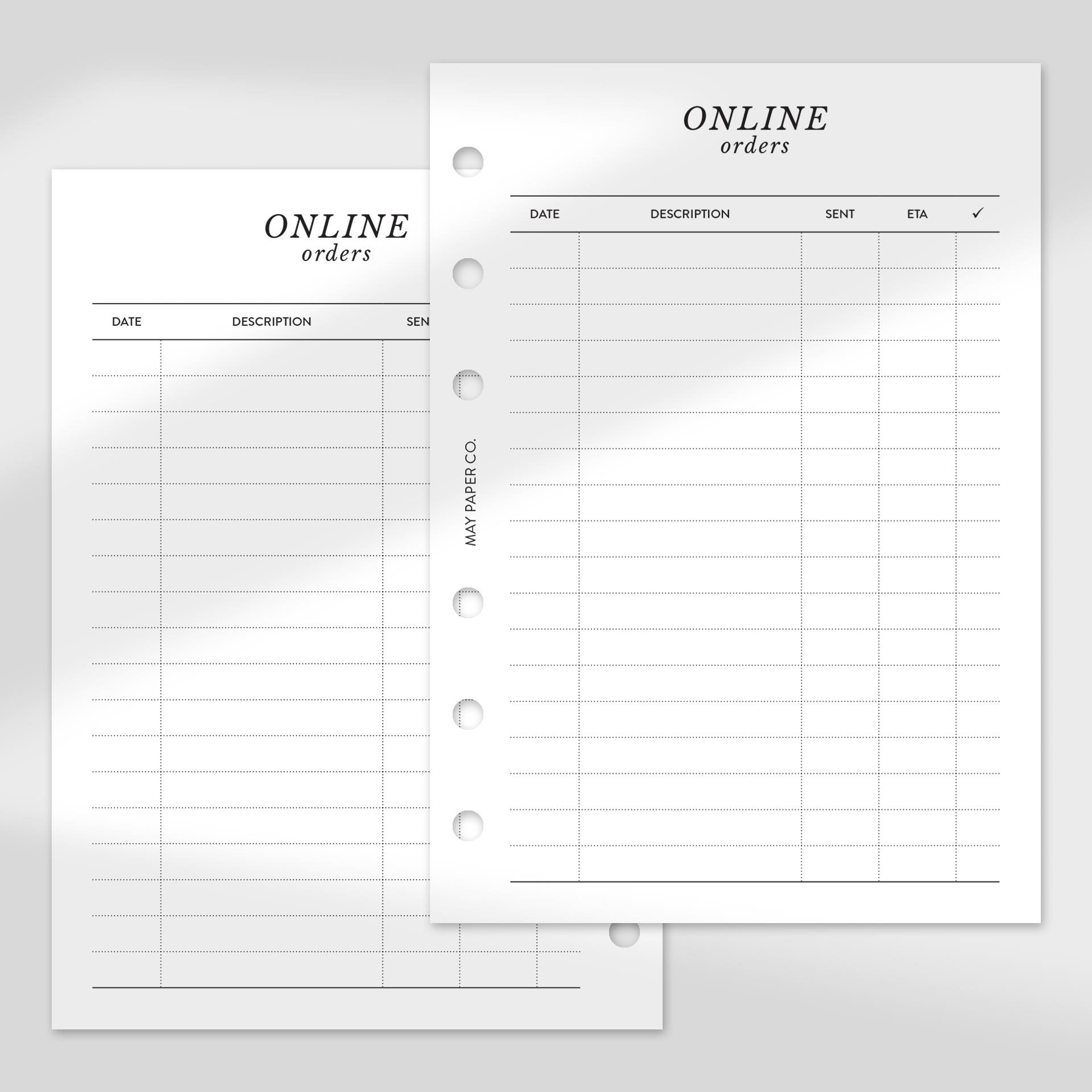 Pe/oc Rde Pre Order Sheet