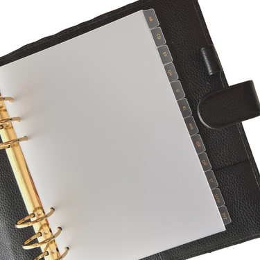 ALPHABET AZ Side Tab Dividers | Premium Frost Plastic (Gold Foil)