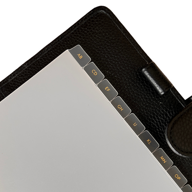 ALPHABET AZ Side Tab Dividers | Premium Frost Plastic (Gold Foil)