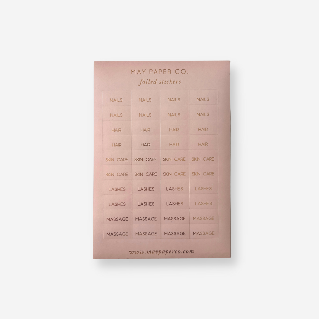 Skincare & Beauty | Sticker Set (Dusty Pink with Gold Foil)