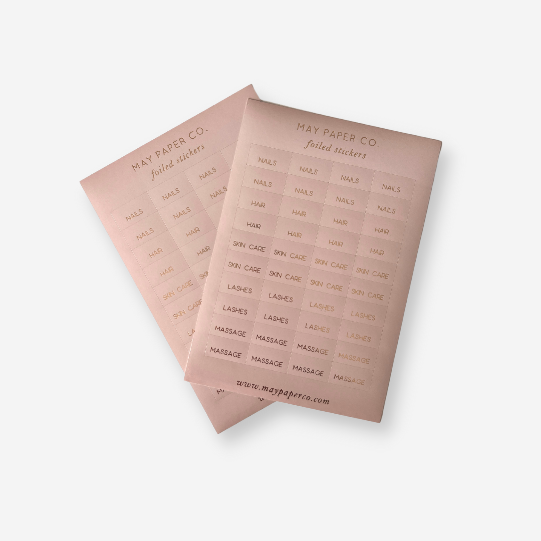 Skincare & Beauty | Sticker Set (Dusty Pink with Gold Foil)