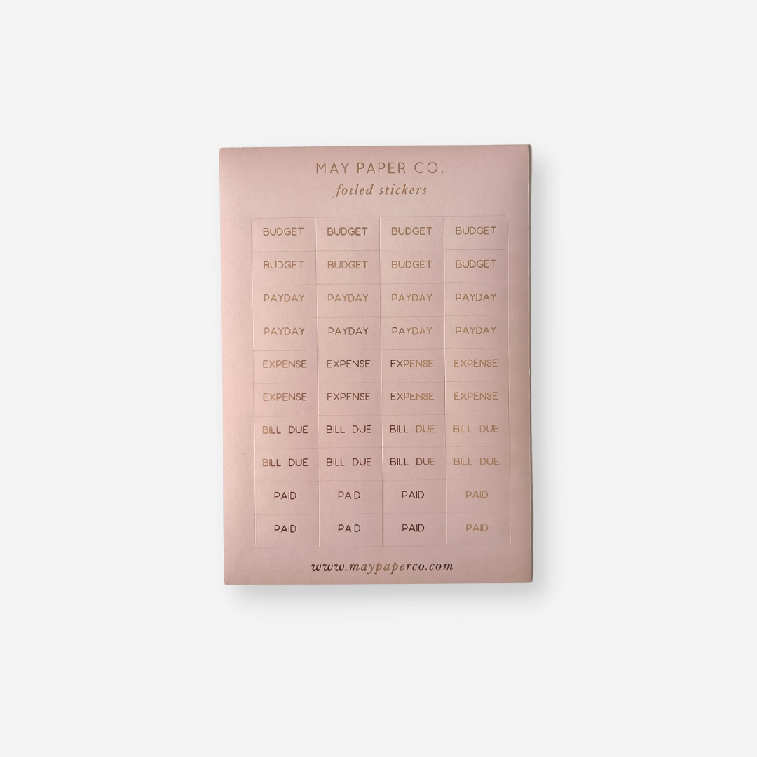 FINANCE | Sticker Set (Dusty Pink with Gold Foil)
