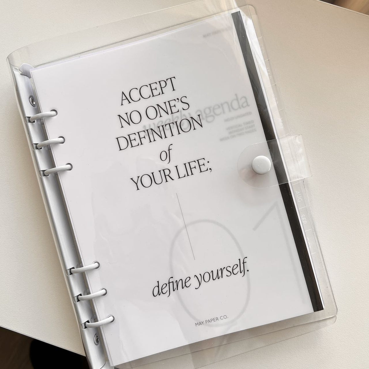 Define Yourself Milk Vellum Dashboard Overlay MAY PAPER CO.