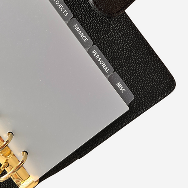 GLITCH Essentials WHITE Text Side Tab Planner Dividers | Premium Frost Plastic