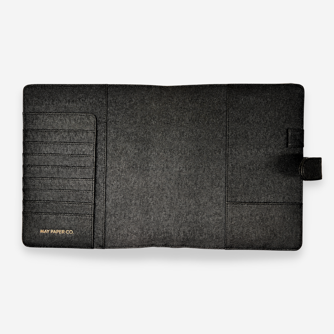 Half Letter (No Rings) Leather Agenda Cover Signature Quilted | Black Caviar