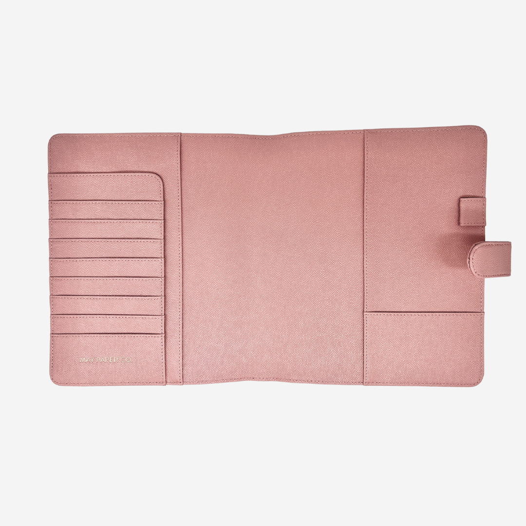 Half Letter (No Rings) Leather Agenda Cover Signature Quilted | Pink Caviar