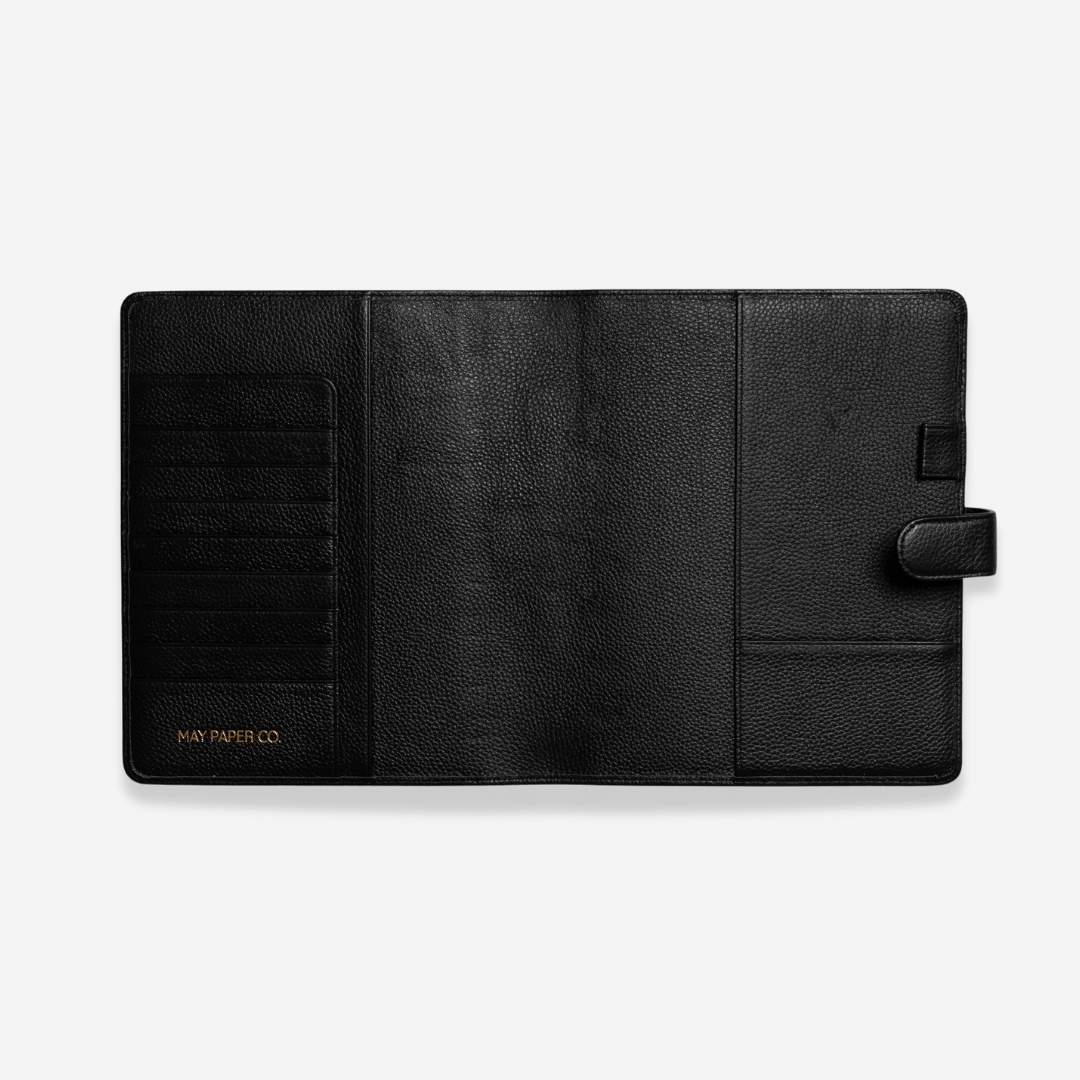 Half Letter (No Rings) Leather Agenda Cover Signature Quilted | Liquorice