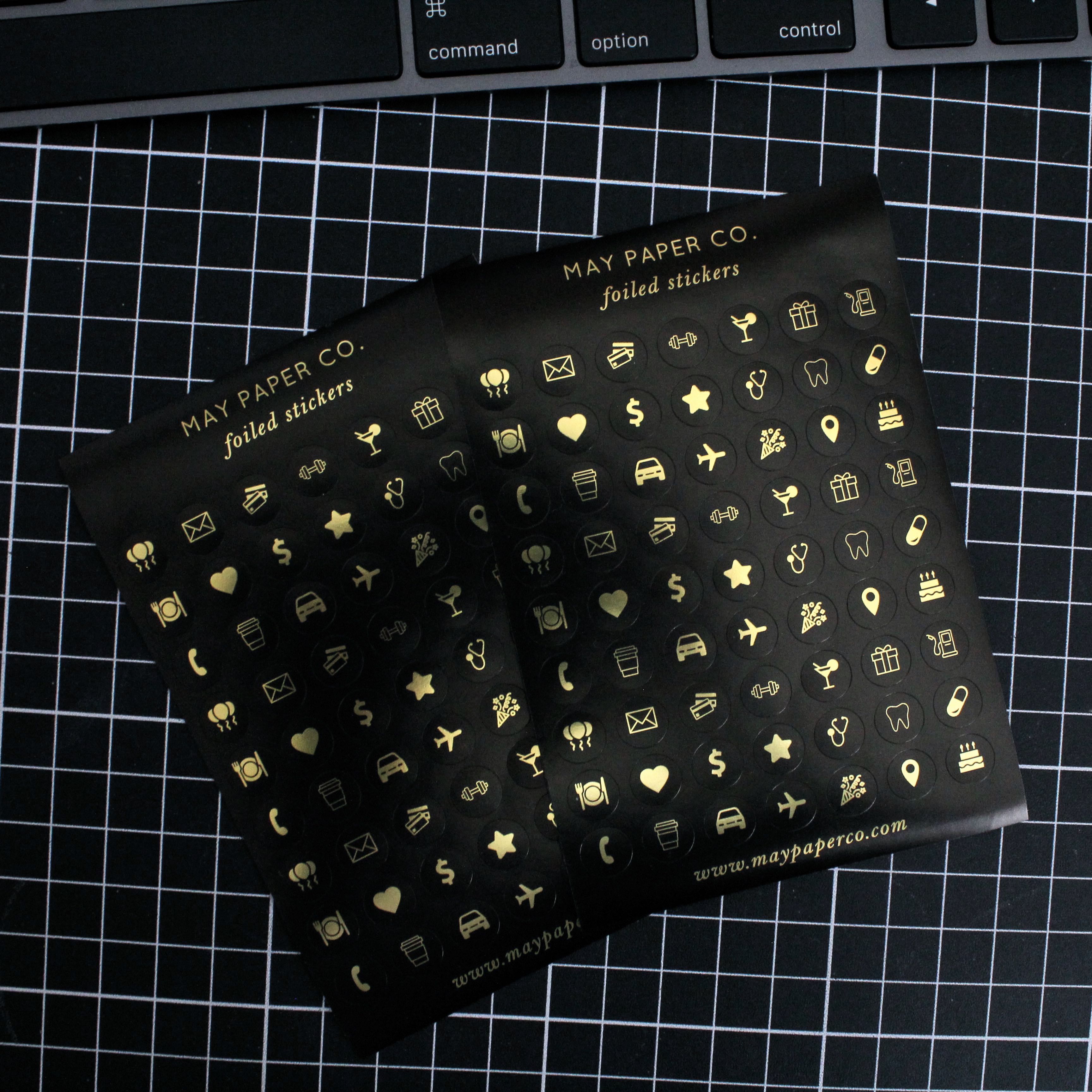 ASSORTED ICONS | Sticker Set (Black with Gold Foil)