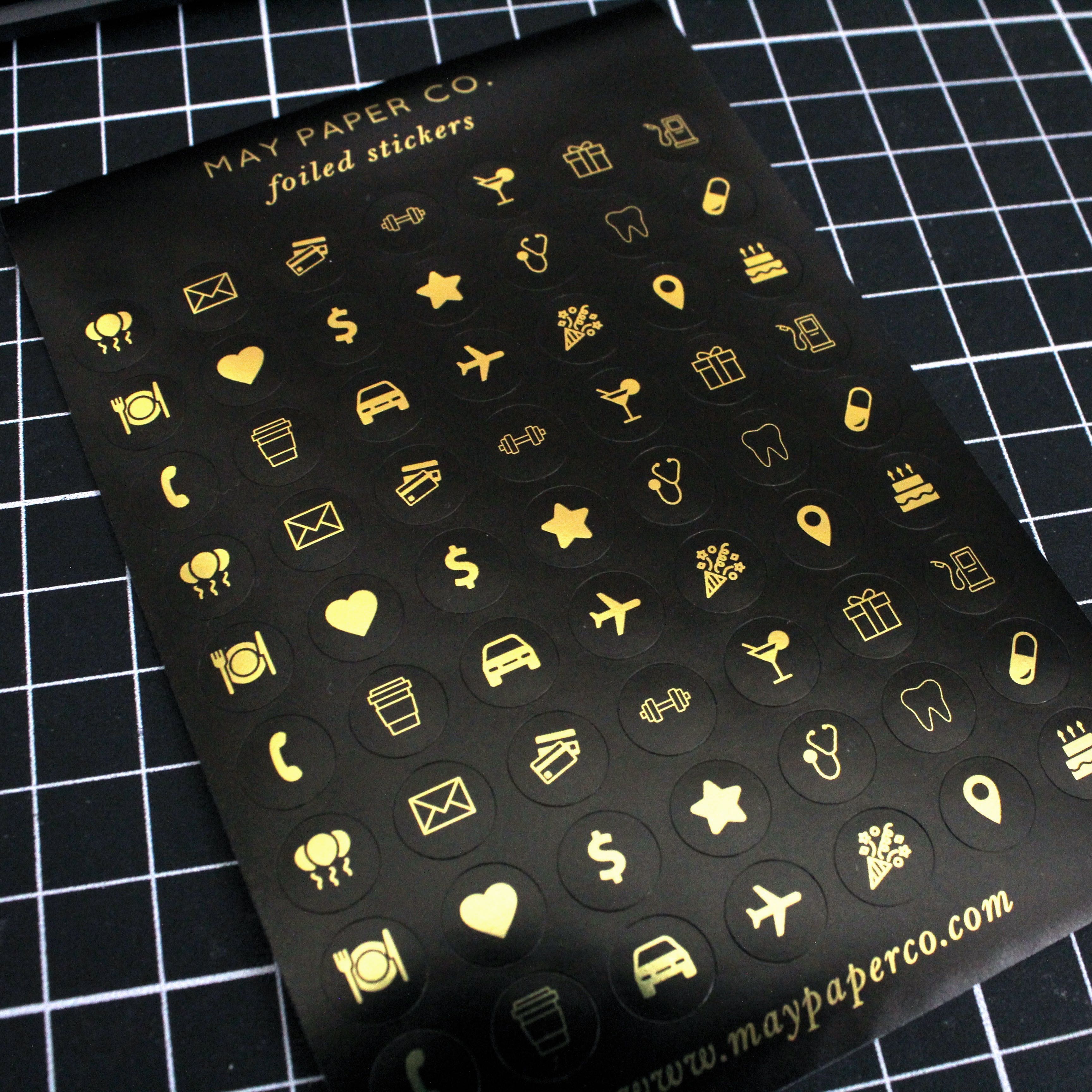 ASSORTED ICONS, Sticker Set (Black with Gold Foil)