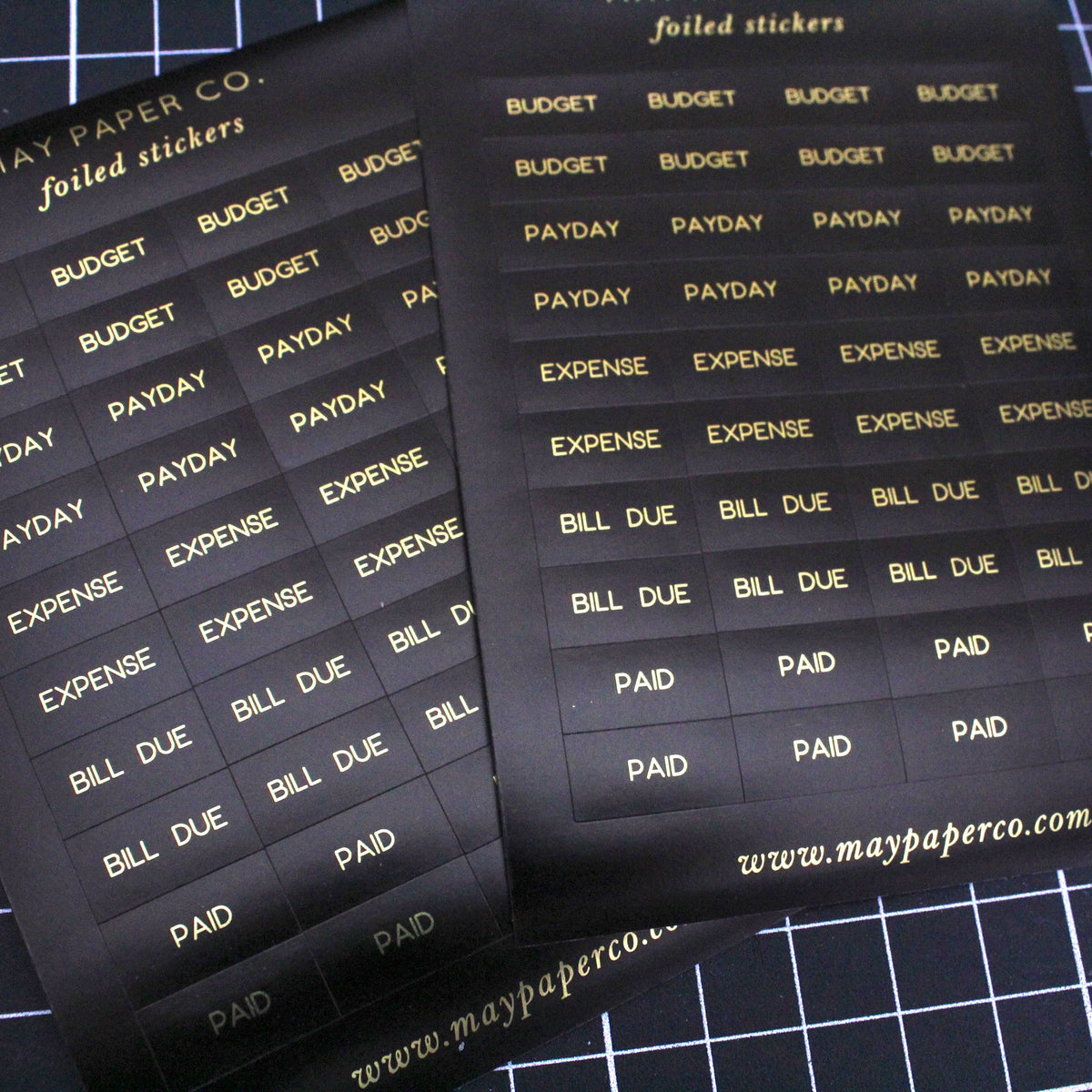 FINANCE | Sticker Set (Black with Gold Foil) | MAY PAPER CO.