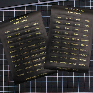 WORK | Sticker Set (Black with Gold Foil)