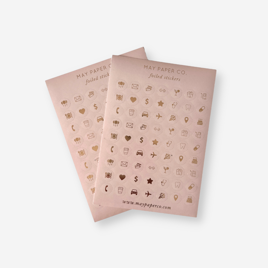 ASSORTED ICONS | Sticker Set (Dusty Pink with Gold Foil) (limited edn)