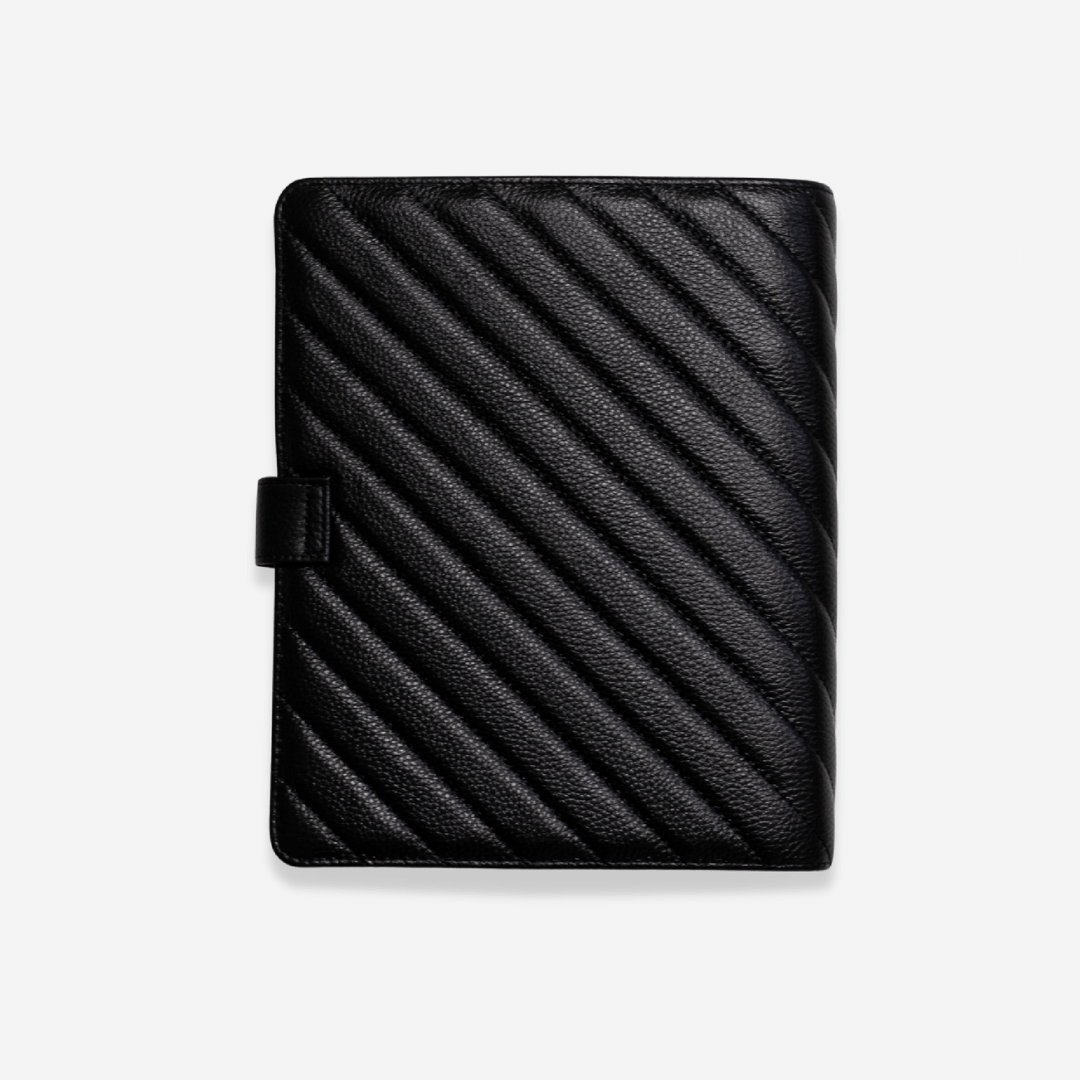 A5 Rings Leather Agenda Cover Signature Quilted | Liquorice