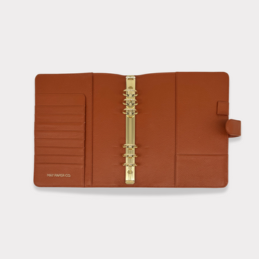 GLITCH A5 Rings Leather Agenda Cover Signature Quilted | Cinnamon