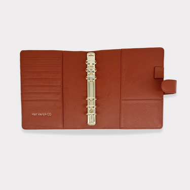 GLITCH Personal Wide Rings Leather Agenda Cover Signature Quilted | Cinnamon