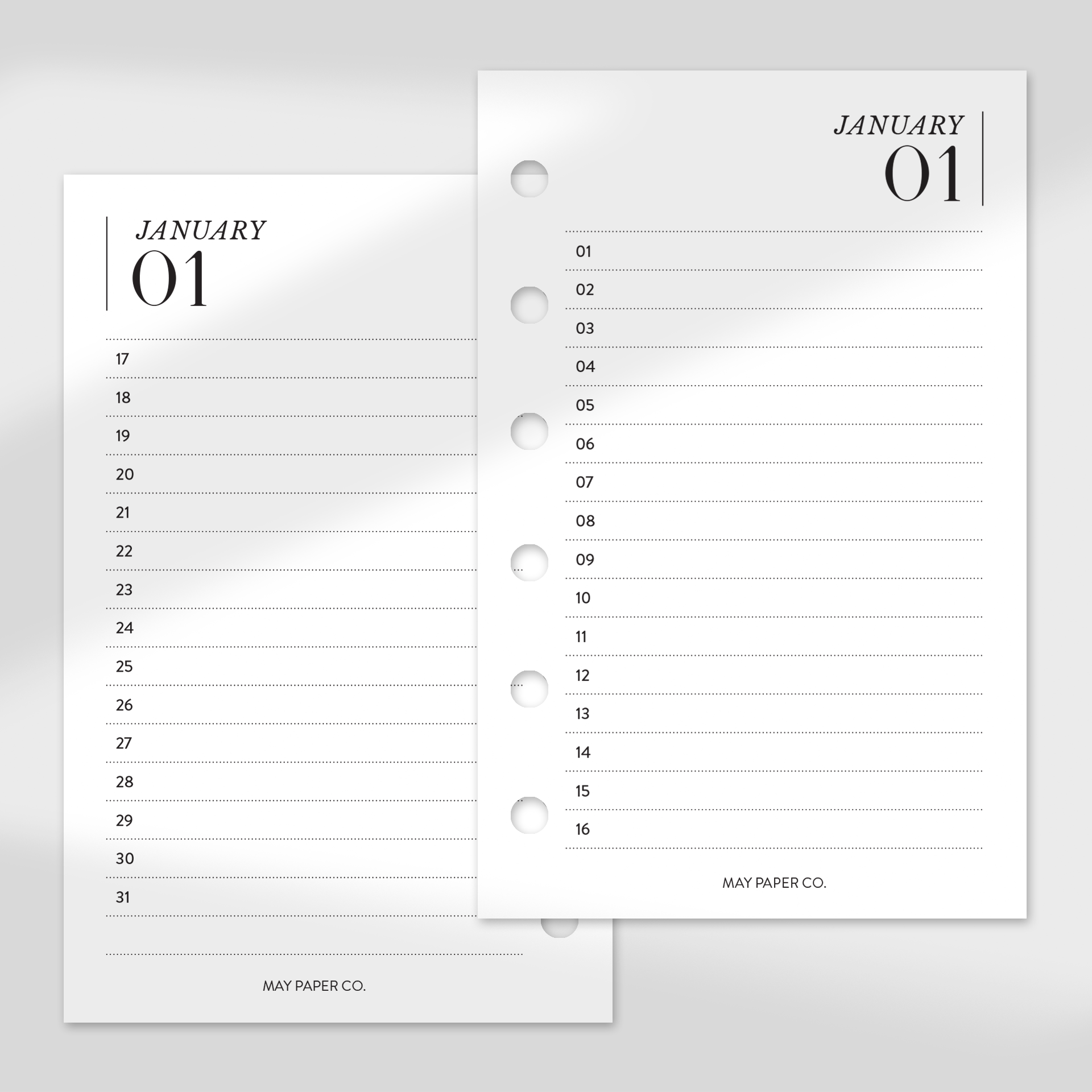 Important Dates: Personal Planner inserts - Minimal 6 Ring Agenda refill