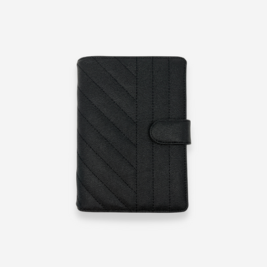 Personal Rings Leather Agenda Cover Signature Quilted | Black Caviar