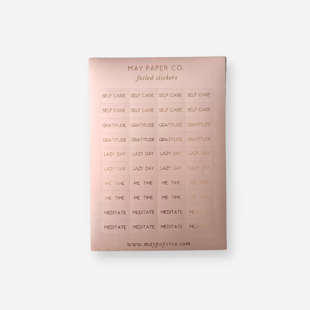 SELF CARE | Sticker Set (Dusty Pink with Gold Foil)