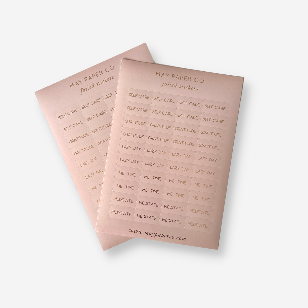 SELF CARE | Sticker Set (Dusty Pink with Gold Foil)