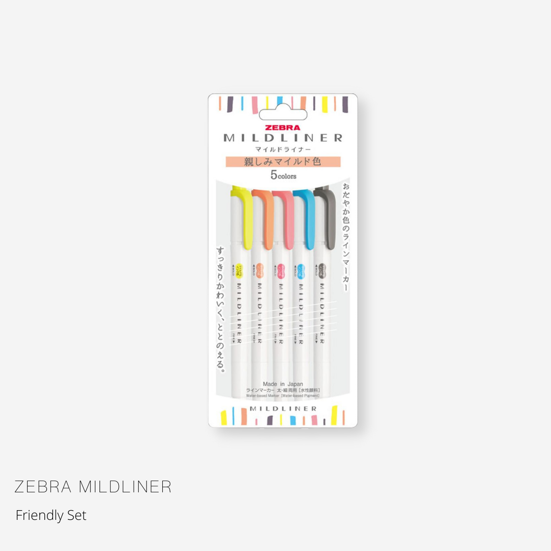 Zebra Mildliner Dual Tip Highlighter Marker (Set of 5)